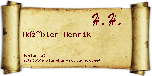 Hübler Henrik névjegykártya